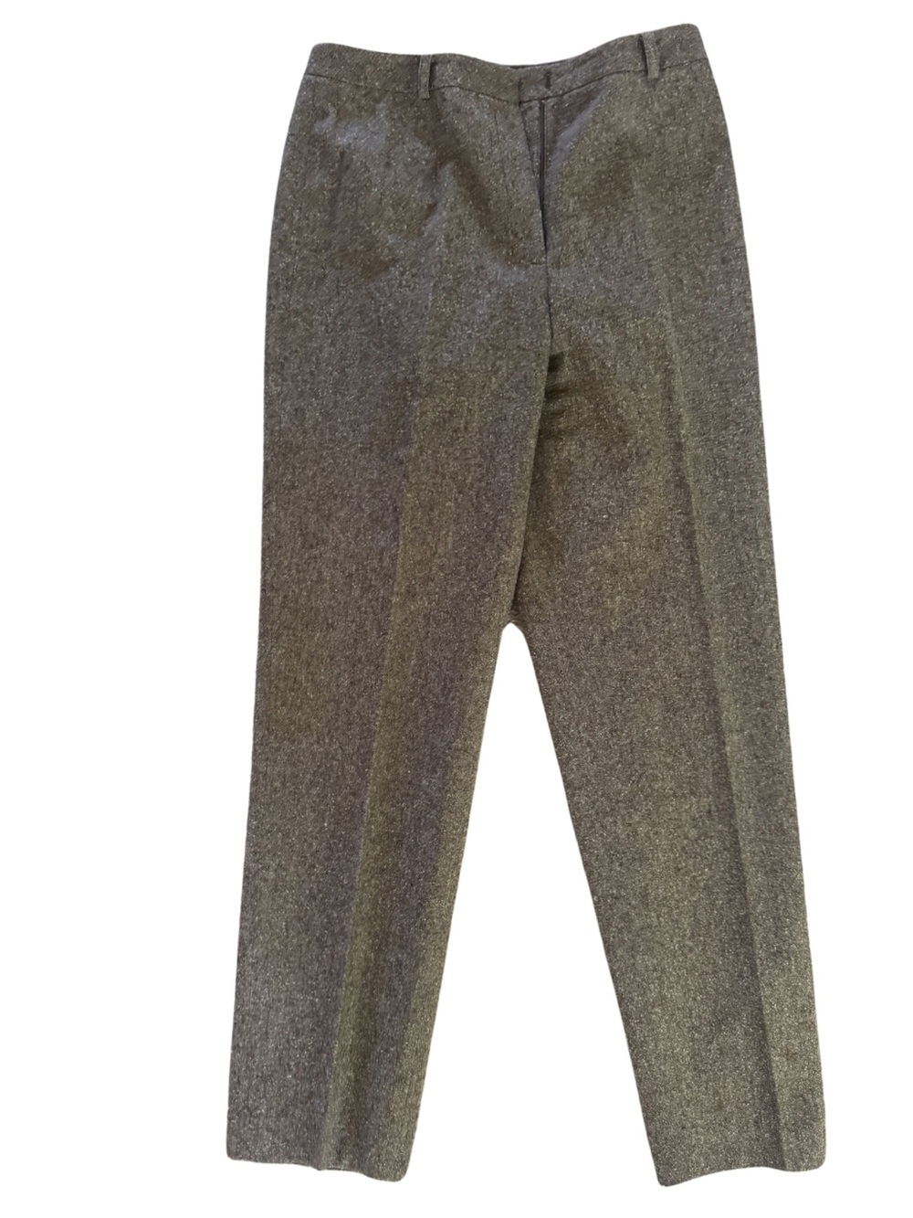 LOFT Gray Tweed Straight-Leg Trousers